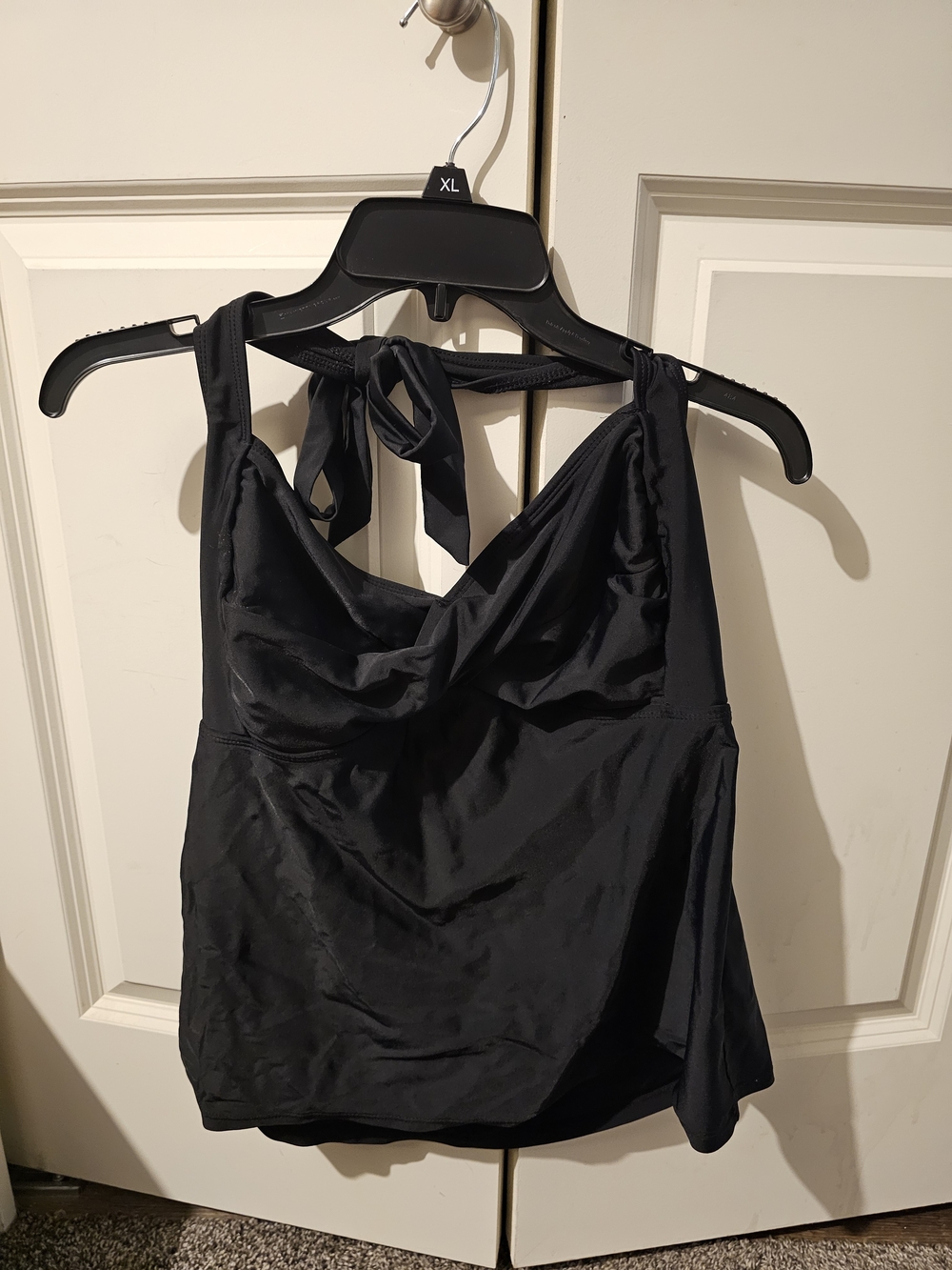 Catalina Black Halter Swim Tankini Top with Tie Neck